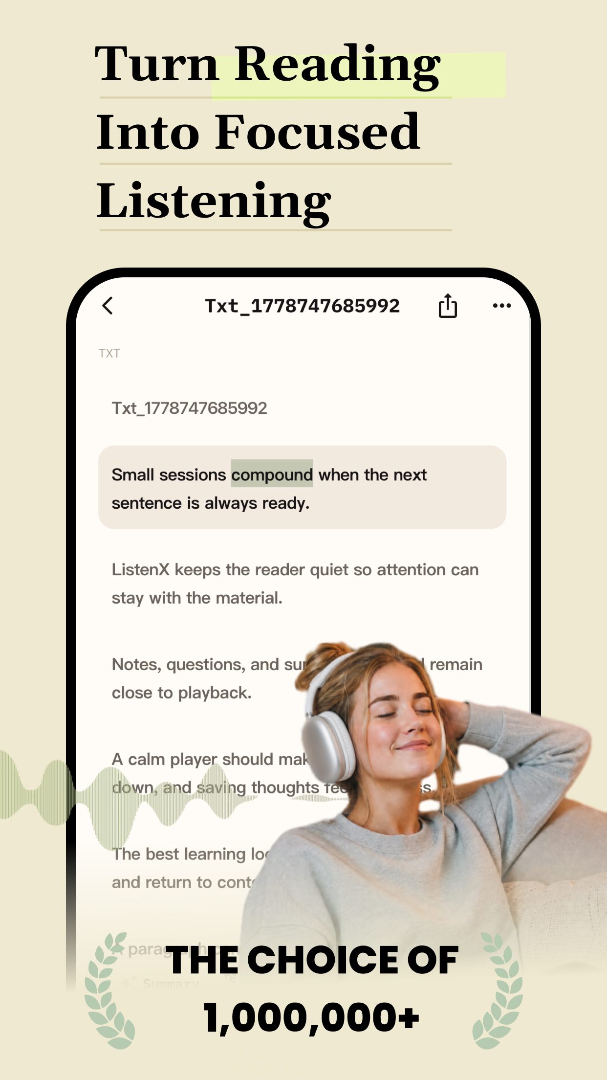 ListenX reading and listening home screen