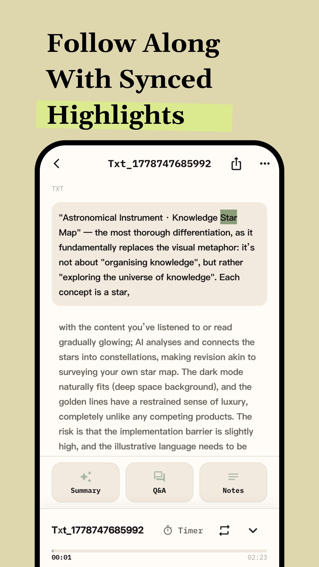 ListenX synced word highlighting screen